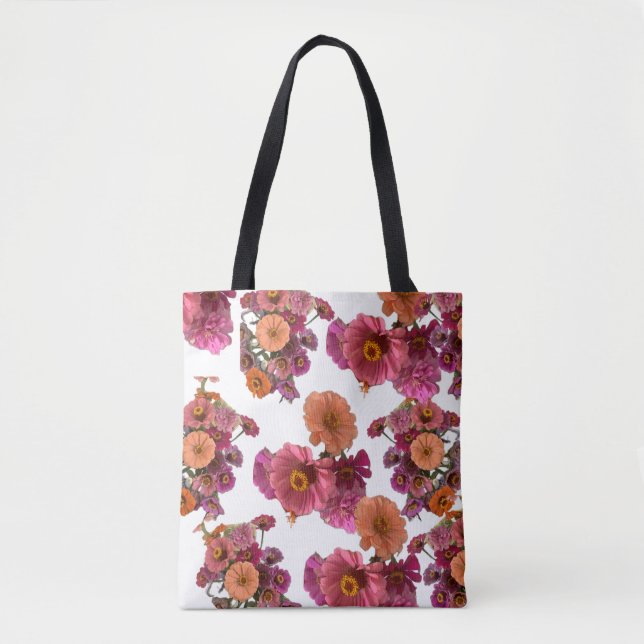 Blume Zinnia Bouquet Maureen Girard Tasche (Vorderseite)