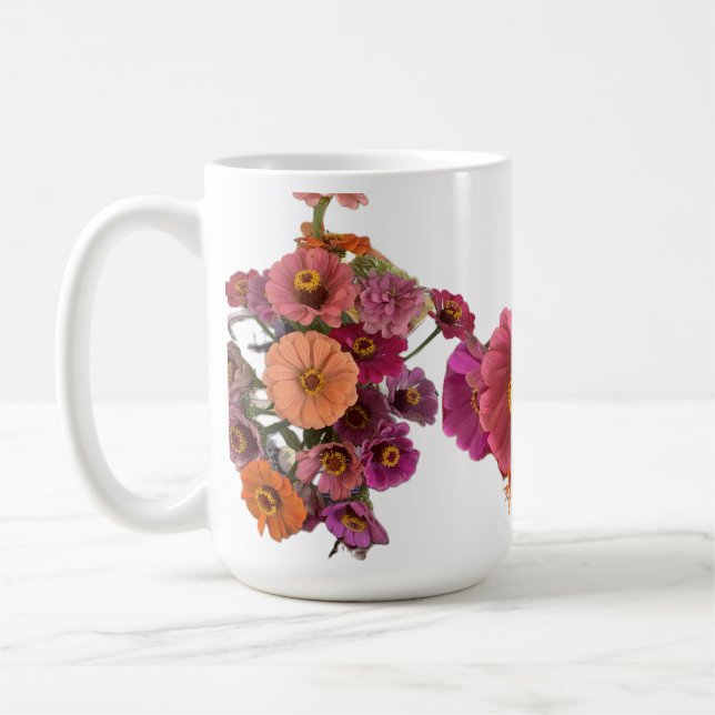 Blume Zinnia Maureen Girard Bouquet Sachet Kaffeetasse (Links)