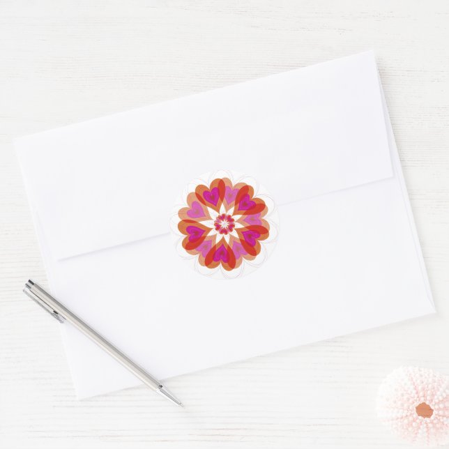 Blume Zirkuläre Liebe Runder Aufkleber (Umschlag)