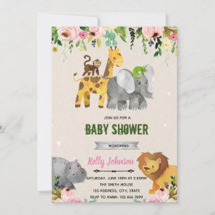 Blume Zootiere Dusche Einladung