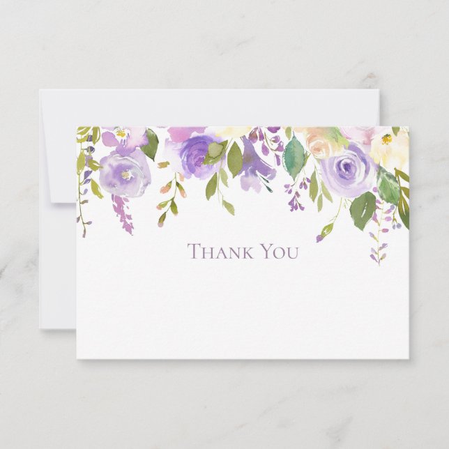 Blume zu Aquarelllavender Garden Vielen Dank Dankeskarte (Vorderseite)
