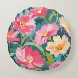 Blume zu Blue Rundes Kissen
