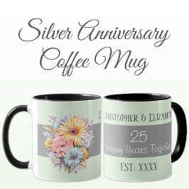 Blume zum 25. Silberjubiläum geben grüne Namen Tasse