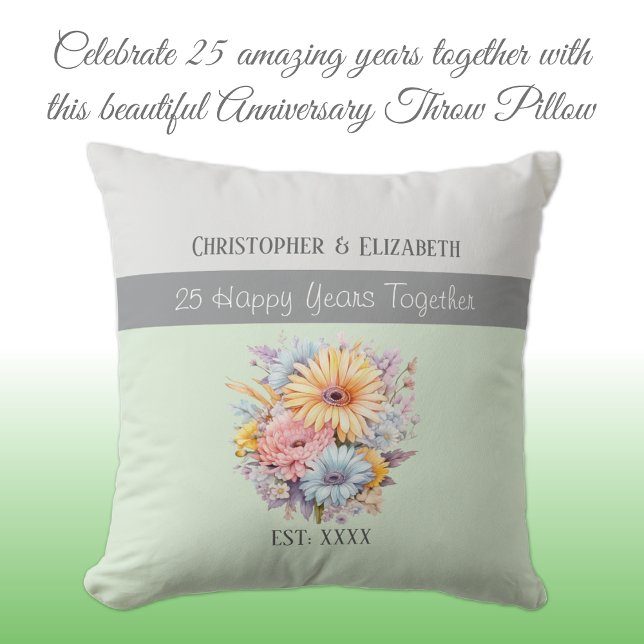 Blume zum 25. Silberjubiläum grün Kissen (Von Creator hochgeladen)