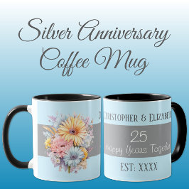 Blume zum 25. Silberjubiläum tragen blaue Namen Tasse