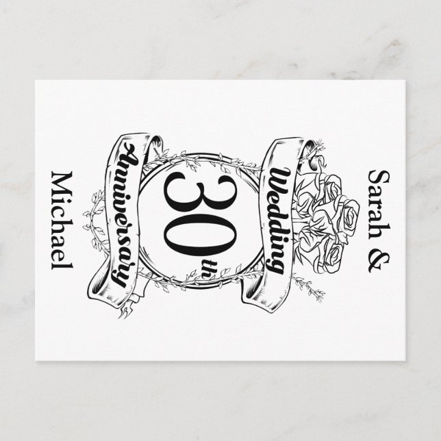 Blume zum 30. Hochzeitstag Rose Romantik Postkarte (Vorderseite)