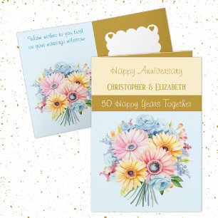 Blume zum 50. Goldenen Jubiläum blau Karte