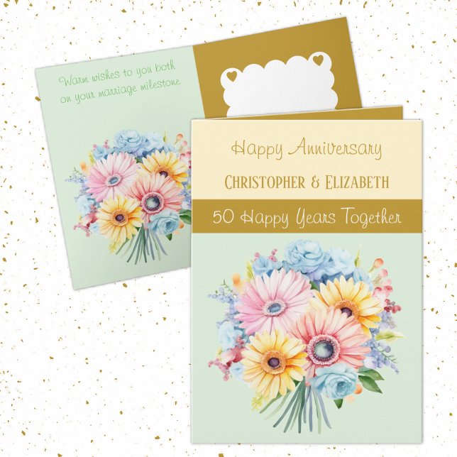 Blume zum 50. Goldenen Jubiläum grün Karte (Von Creator hochgeladen)