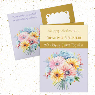 Blume zum 50. Goldenen Jubiläum lila Karte