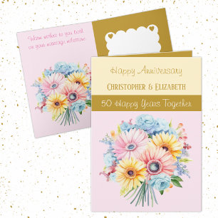 Blume zum 50. Goldenen Jubiläum pink Karte