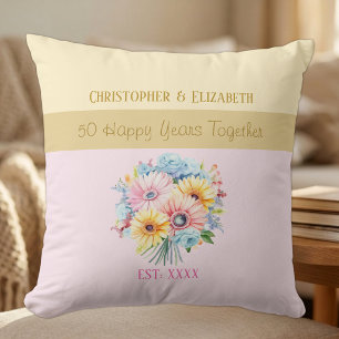 Blume zum 50. Goldjubiläum rosa Kissen