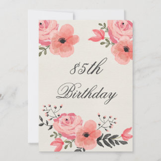 Blume zum 85. Geburtstag Chic Watercolor Einladung