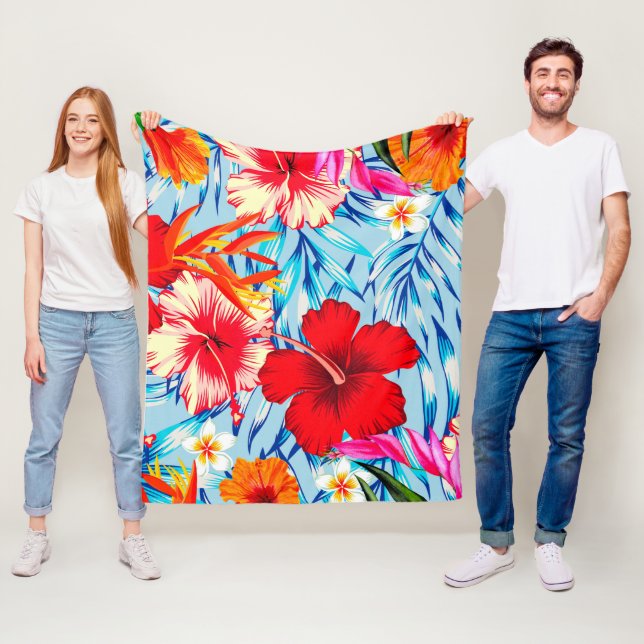 Blume zum blauen tropischen Hibiskus Fleecedecke (Beispiel)