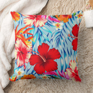 Blume zum blauen tropischen Hibiskus Kissen