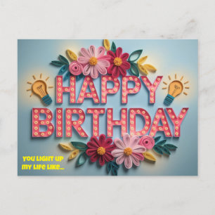 Blume zum Geburtstag mit Lichtern Postkarte