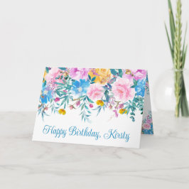 Blume zum Geburtstag von Aquarellblau und Blauer S Karte