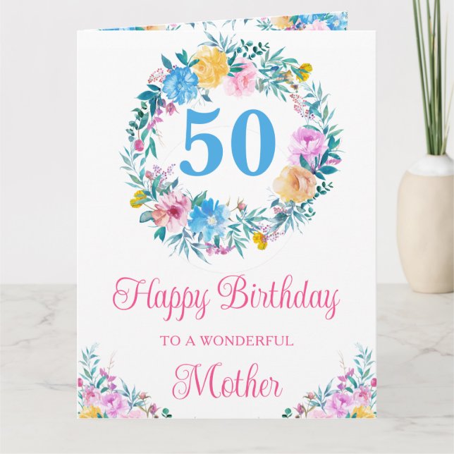 Blume zum Geburtstag von Aquarellpasten Karte (Vorderseite)