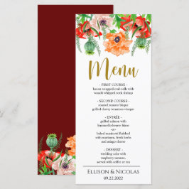 Blume zum Hochzeitsessen im Wasserfarbenpicknickwe Menükarte