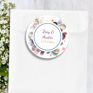 Blume zum Papierabfüllen Elegant Personalisiert Runder Aufkleber
