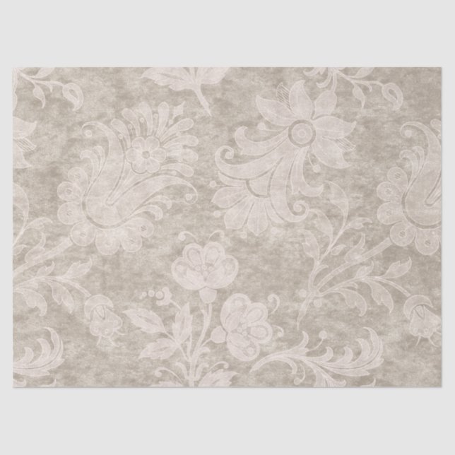 Blume zum Sand Decoupage von Cream Scrollwork Seidenpapier (Vorderseite)