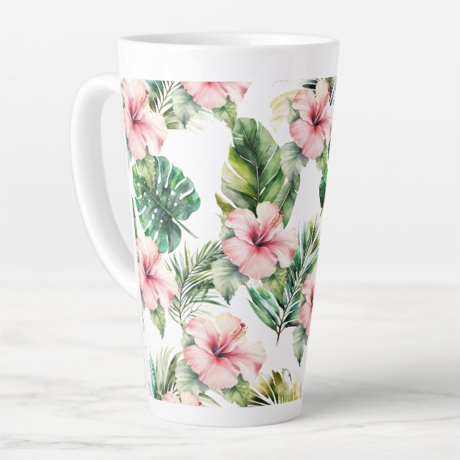 Blume zum tropischen Pink-Hibiskus Milchtasse (Linke Ecke)