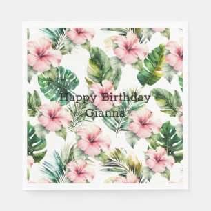 Blume zum tropischen Pink-Hibiskus Serviette