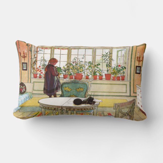 Blume zum Windows von Carl Larsson Lendenkissen (Vorderseite)