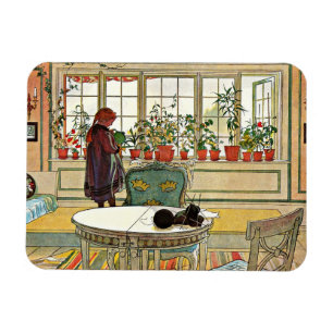 Blume zum Windows von Carl Larsson Magnet