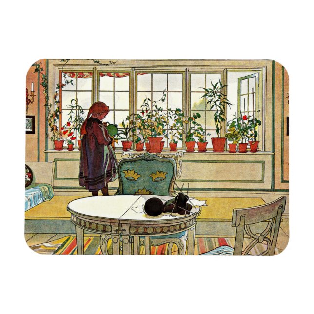 Blume zum Windows von Carl Larsson Magnet (Horizontal)