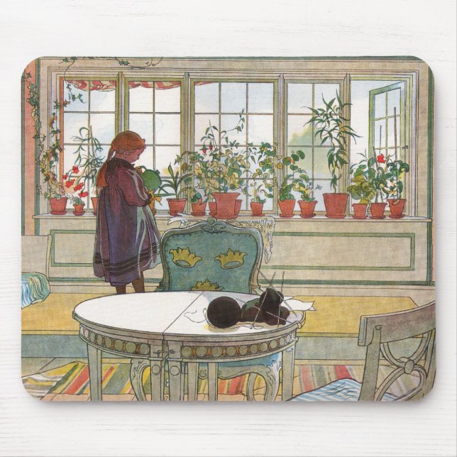 Blume zum Windows von Carl Larsson Mousepad (Vorne)