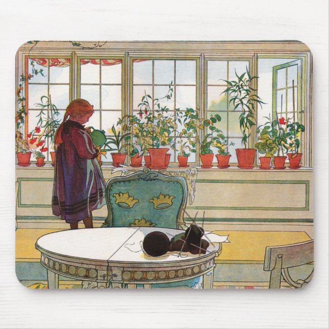 Blume zum Windows von Carl Larsson Mousepad (Vorne)