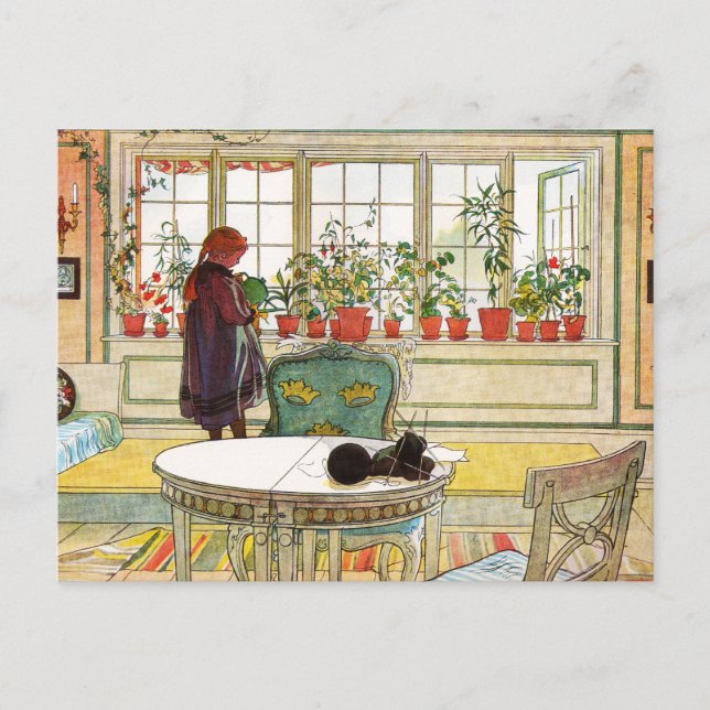 Blume zum Windows von Carl Larsson Postkarte (Vorderseite)