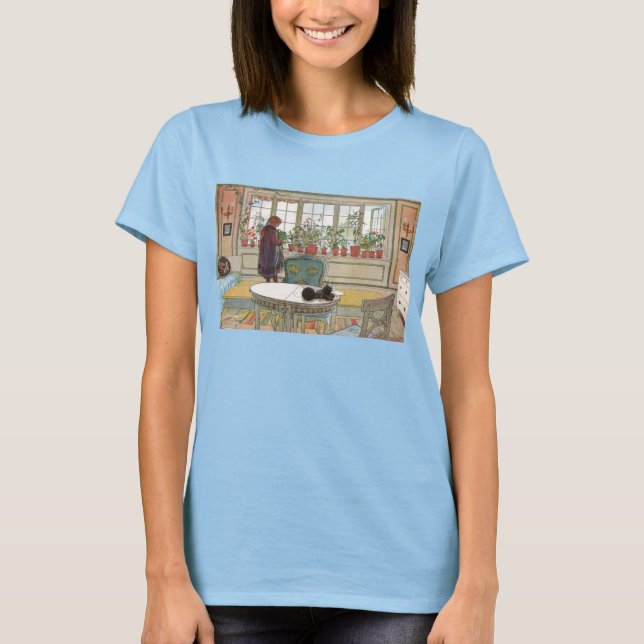 Blume zum Windows von Carl Larsson T-Shirt (Vorderseite)