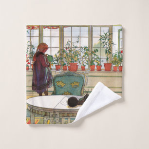 Blume zum Windows von Carl Larsson Waschlappen