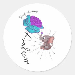 Blume zur Aufklärung von Selbstmorden Elephant Rib Runder Aufkleber