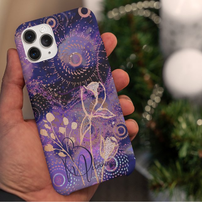 Blume zur Gestaltung blauer lila Kreise Case-Mate iPhone 14 Pro Hülle (Von Creator hochgeladen)