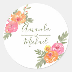 Blume zur Hochzeit Runder Aufkleber