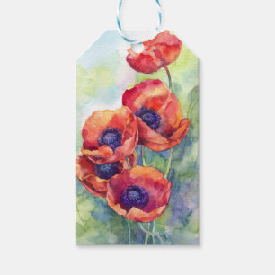 Blume zur Mohnblüte in Aquarellfarben Blume Geschenkanhänger