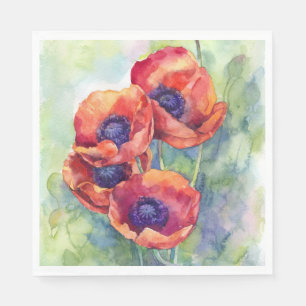 Blume zur Mohnblüte in Aquarellfarben Blume Serviette