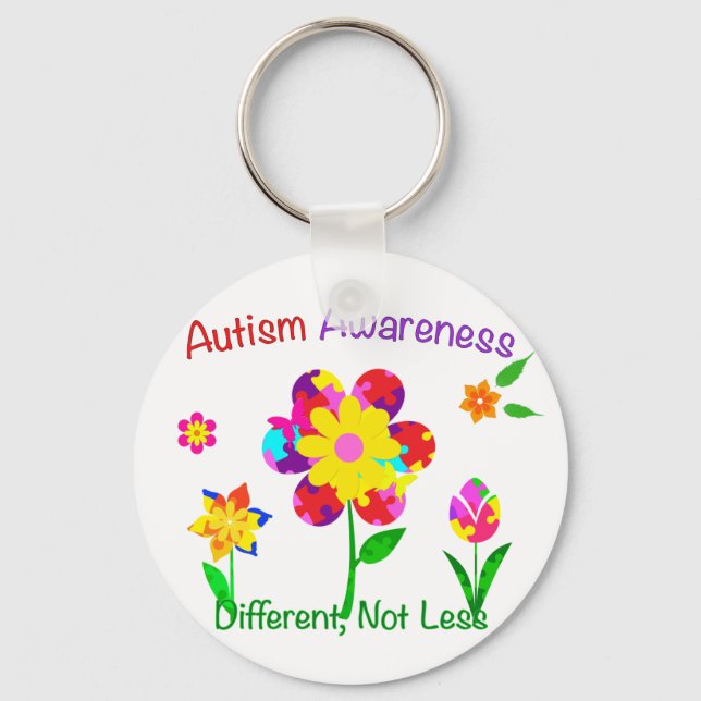 Blume zur Sensibilisierung für Autismus Schlüsselanhänger (Vorderseite)