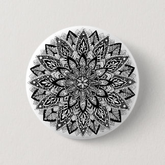 BlumeMandala Schwarzweiss Button