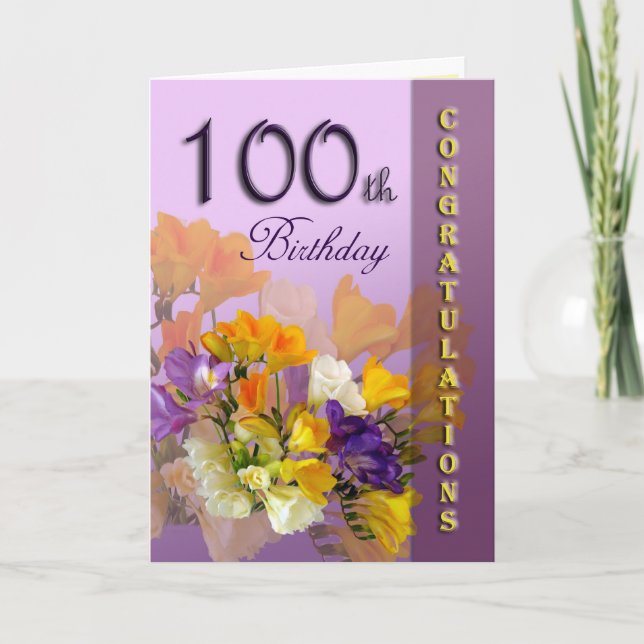 Blumen100. Geburtstags-Glückwunsch-Karte Karte (Vorderseite)