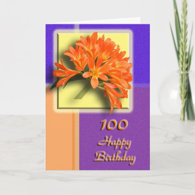 Blumen100. Geburtstags-Glückwunsch-Karte Karte (Vorderseite)