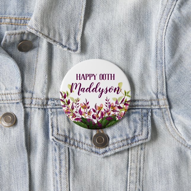 Blumen18. 21. 30. 40. 50. 60. 70. der Frauen Button (Beispiel)