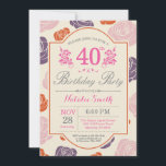 Blumen40. Geburtstags-Einladungs-Rosa-Rosen Einladung<br><div class="desc">Blumen40. Geburtstags-Einladung. Rosa lila orange Rosen. Frauen,  Dame,  Mädchen-Geburtstag. 13. 15. 16. 18. 20. 21. 30. 40. 50. 60. 70. 80. 90. 100.,  irgendein Alter. Für weitere Kundenbezogenheit klicken Sie bitte "besonders anfertigen es" Knopf und benutzen unser Entwurfswerkzeug,  um diese Schablone zu ändern.</div>