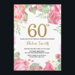 Blumen60. Geburtstags-Einladungs-GoldGlitzer Einladung<br><div class="desc">Blumen60. Geburtstags-Einladung für Frauen. Watercolor-botanische BlumenBlume. GoldGlitzer. Rosa Pfingstrosen-BlumenBlumen. Erwachsener Geburtstag. Für weitere Kundenbezogenheit klicken Sie bitte "besonders anfertigen es" Knopf und benutzen unser Entwurfswerkzeug,  um diese Schablone zu ändern.</div>