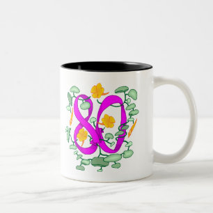 Blumen80. Geburtstags-Geschenke Zweifarbige Tasse