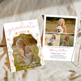 Blumen-Abschlussfeier-Foto-Einladung Einladung