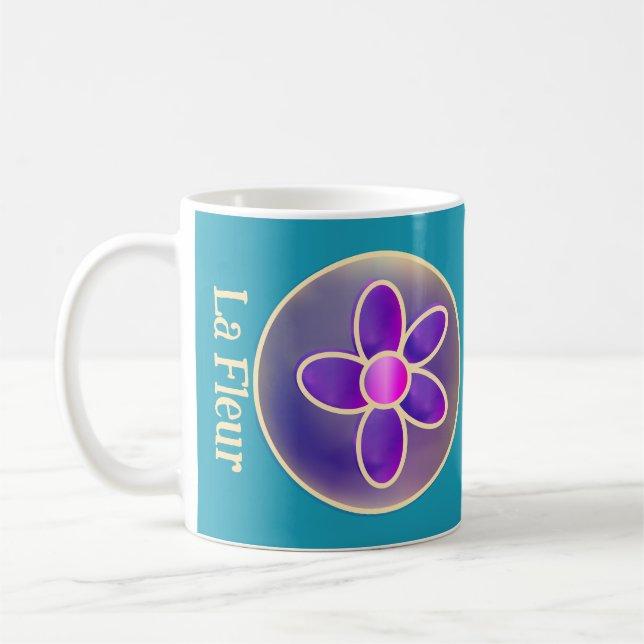 Blumen Abstrakt Lila Aquamarines Hot Pink Kaffeetasse (Links)