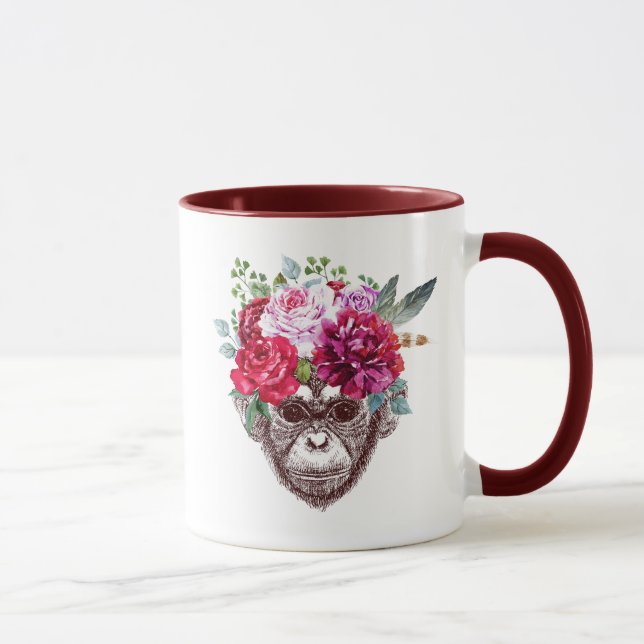 Blumen-Affe-Gesicht Tasse (Rechts)